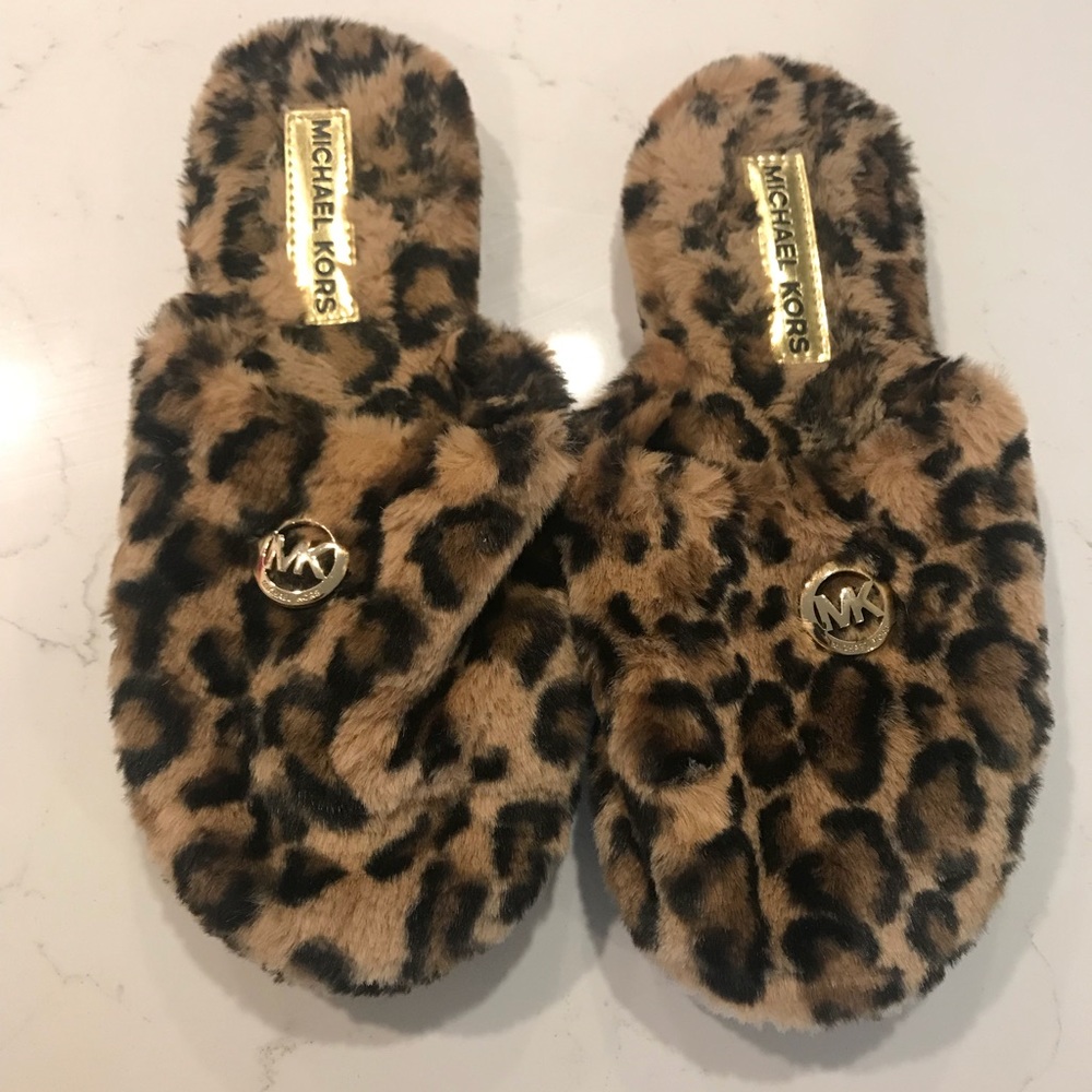 MK Michael Kors leopard slippers